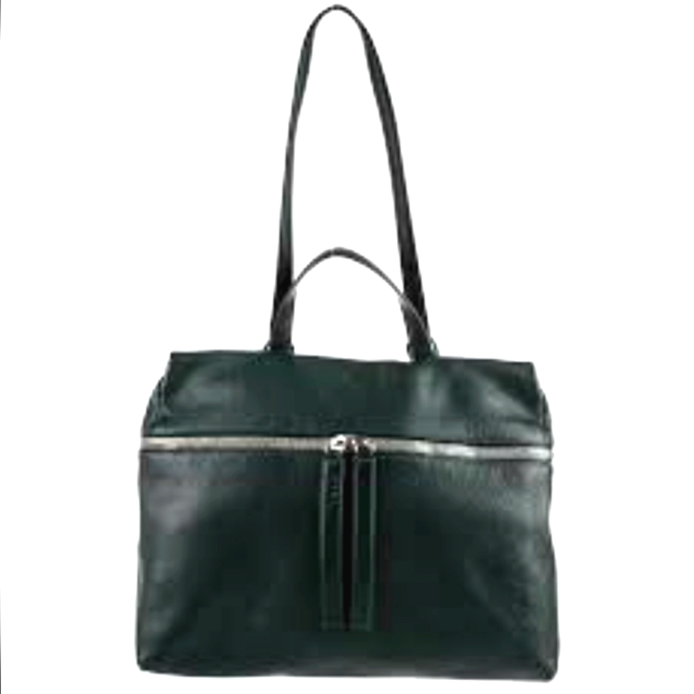 Kara Shoulder Bag Dark Gun Metal Gray Pebbled Leather